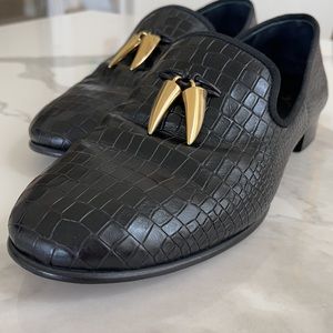 Giuseppe Zanotti Croc Loafer Gold Charm, Black, 42